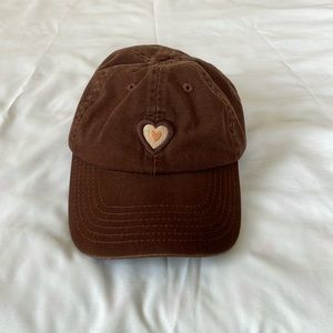 princess polly brown heart stitched hat
